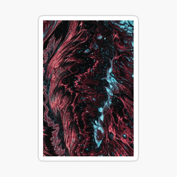 Red and blue abstract structures in the dark Sticker