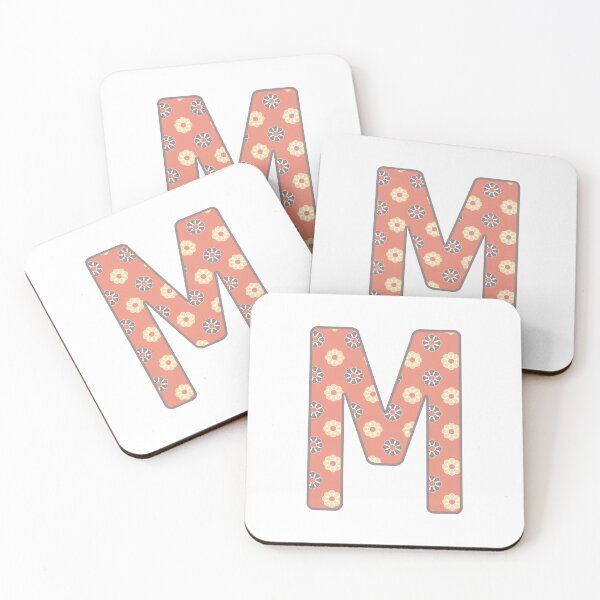 Item preview, MONOGRAM LETTER M PINK FLORAL TYPOGRAPHY DESIGN designed and sold by RhubarbMyrtle.