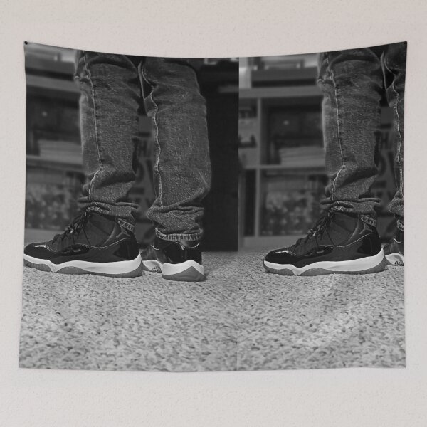 Item preview, AJ 11 Bred Sneaks Portrait on Feet Black and White designed and sold by RCPphotography.
