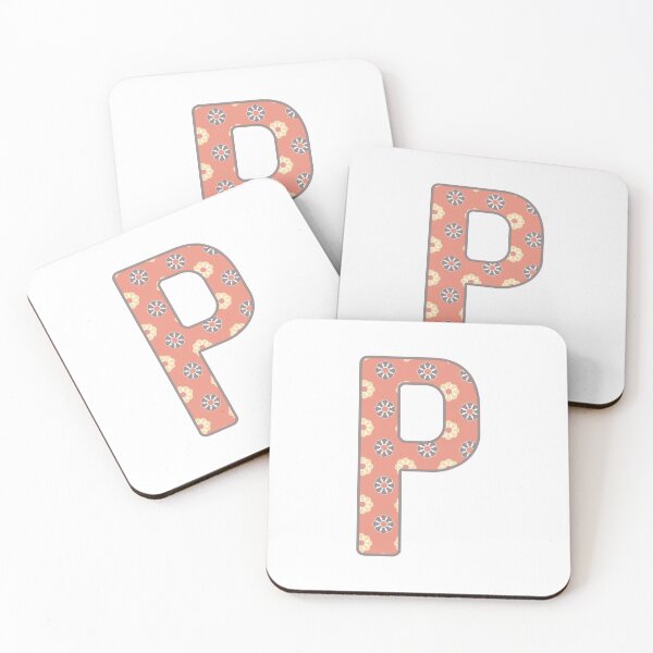 Item preview, MONOGRAM LETTER P PINK FLORAL TYPOGRAPHY DESIGN designed and sold by RhubarbMyrtle.