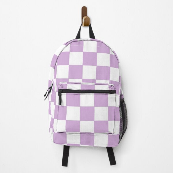 Purple Checkered Pattern Backpack