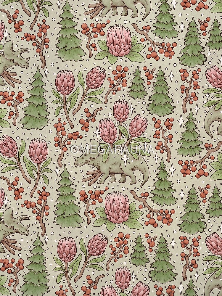 Holiday Triceratops | Festive Dinosaur | Christmas Colors by OMEGAFAUNA