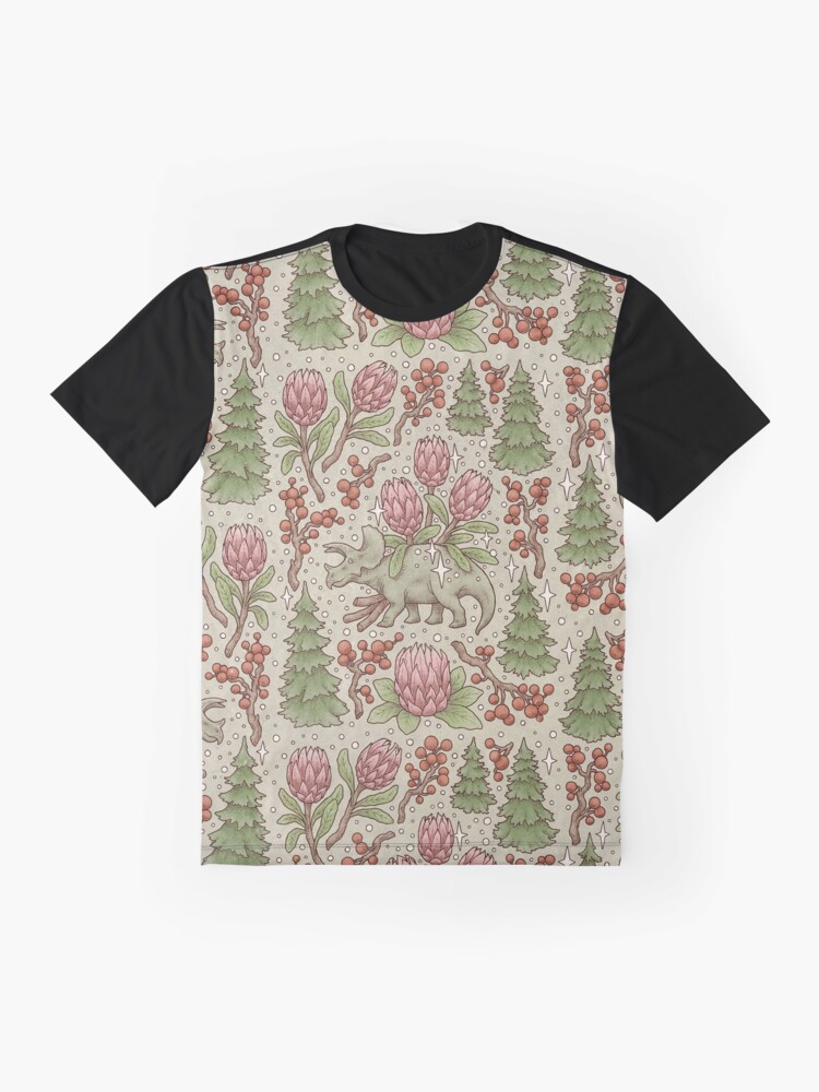 Alternate view of Holiday Triceratops | Festive Dinosaur | Christmas Colors Graphic T-Shirt