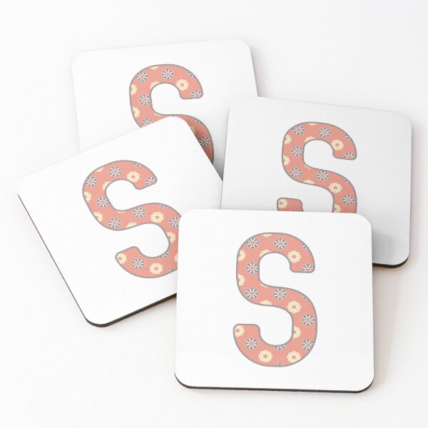 Item preview, MONOGRAM LETTER S PINK FLORAL TYPOGRAPHY DESIGN designed and sold by RhubarbMyrtle.