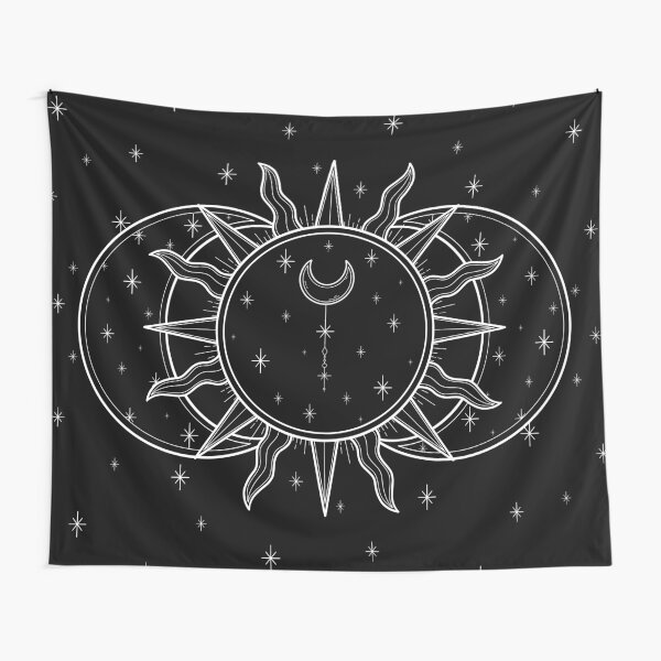 Celestial Sun and Moon and Stars Tapestry