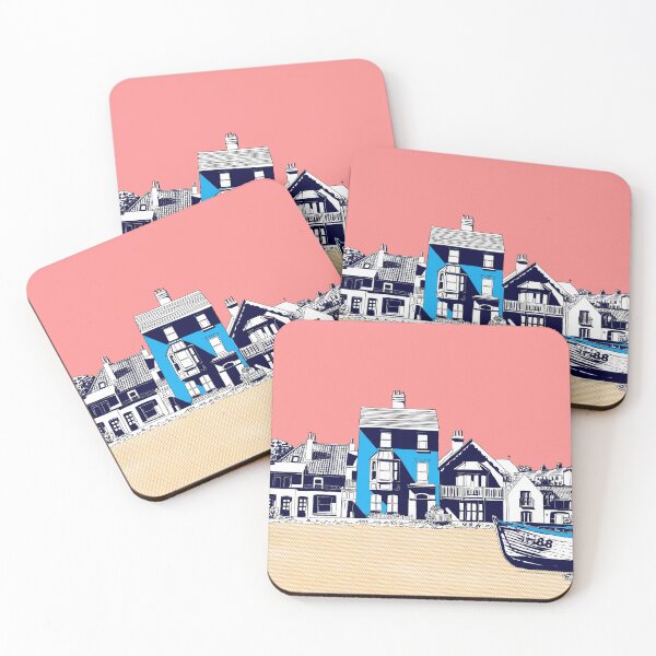 Item preview, Aldeburgh Beach Art with Suffolk pink sky designed and sold by Steve Williamson.