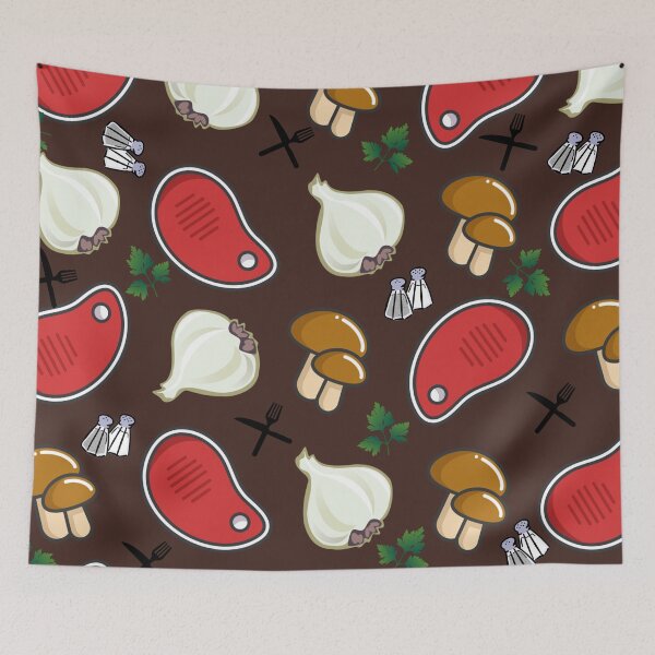 Item preview, BBQ Pattern with Steaks Mushrooms Garlic designed and sold by SimplePickUps.