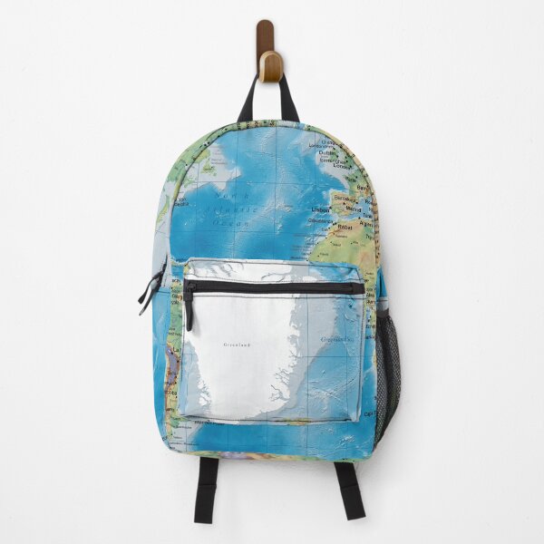 Item preview, World map, relief topographic map of the world with names of the oceans, seas, Lakes, Rivers, capitals and major cities designed and sold by mashmosh.