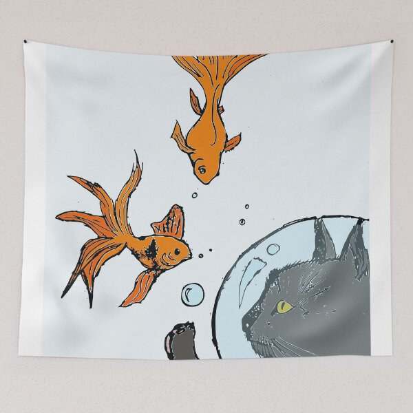 Item preview, Cat with fish in color designed and sold by KClay98.