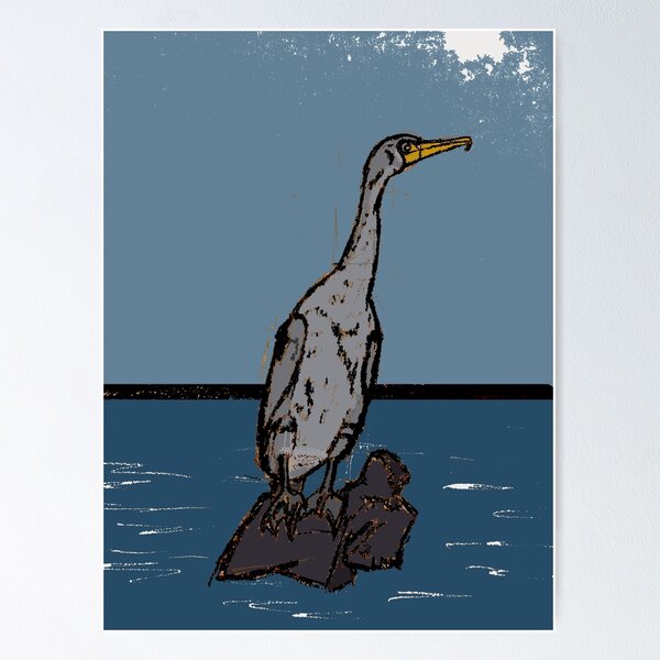 Double Crested Cormorant, a wading bird Poster