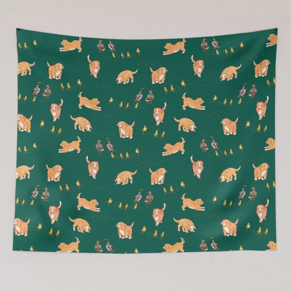 Item preview, Toller Puppies and Ducklings - Forest Green designed and sold by BlossomCreative.