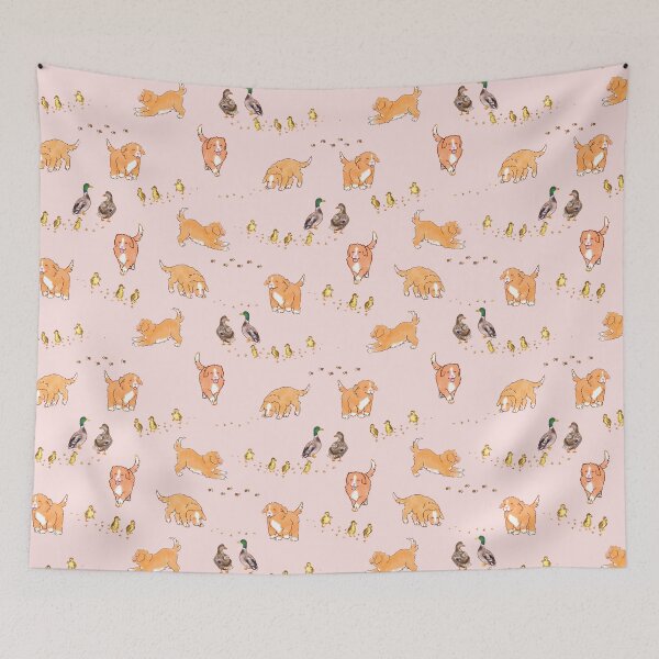 Item preview, Toller Puppies and Ducklings - Light Pink designed and sold by BlossomCreative.