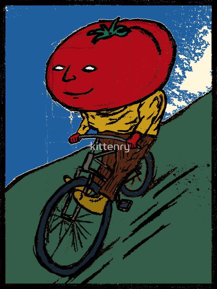 Tomato Riding a Bicycle by kittenry