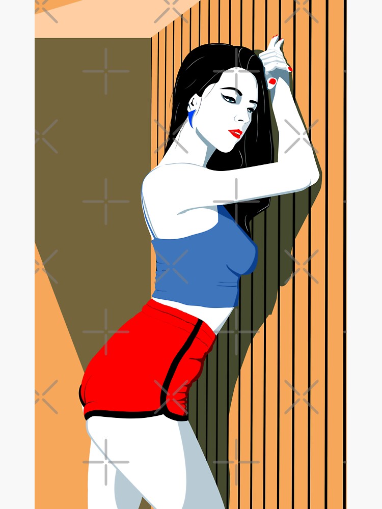 Thumbnail 3 of 3, Sticker, Athletic Girl vector art designed and sold by djspacegr.