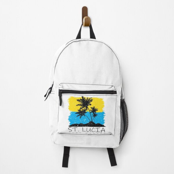 Item preview, St Lucia National Colours in Background of Palm silhouette designed and sold by IdentiTee Studios.