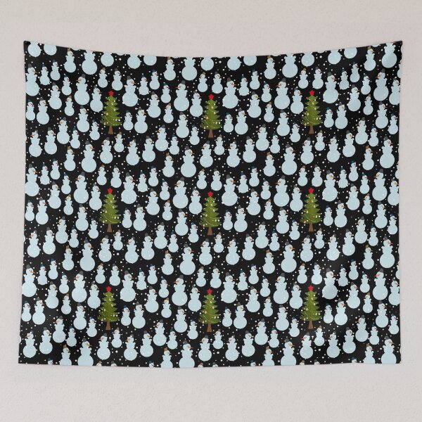Item preview, Christmas Tree with Snowmen Black Pattern designed and sold by 2MdesignStore.