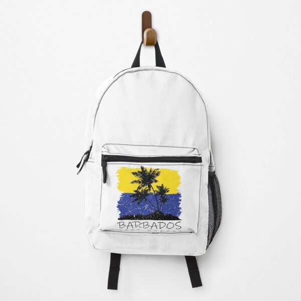 Item preview, Barbados National Colours in Background of Palm silhouette designed and sold by IdentiTee Studios.