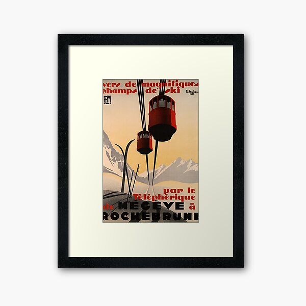 Item preview, retro megeve rochebrune telepherique vintage reclame designed and sold by CorasPosters.