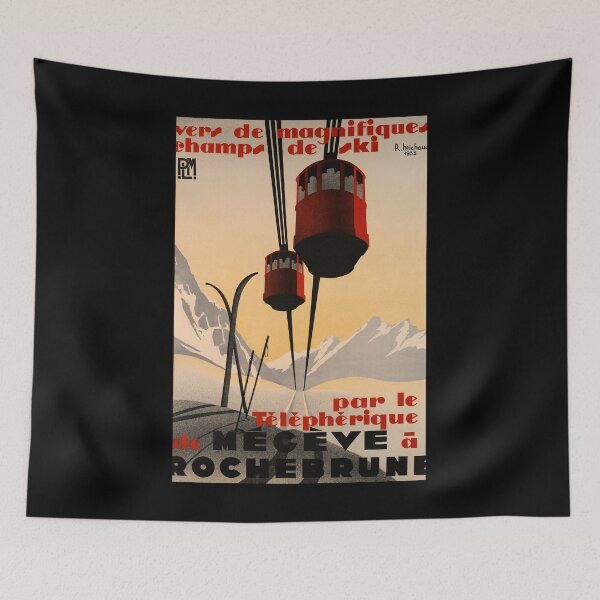 Item preview, retro megeve rochebrune telepherique vintage reclame designed and sold by CorasPosters.