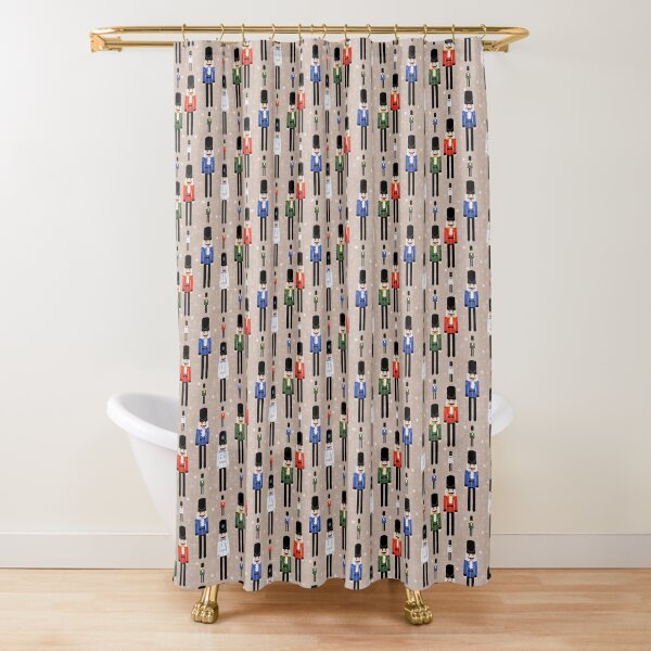 Christmas Nutcracker Soldiers Winter Pattern in Tan Shower Curtain