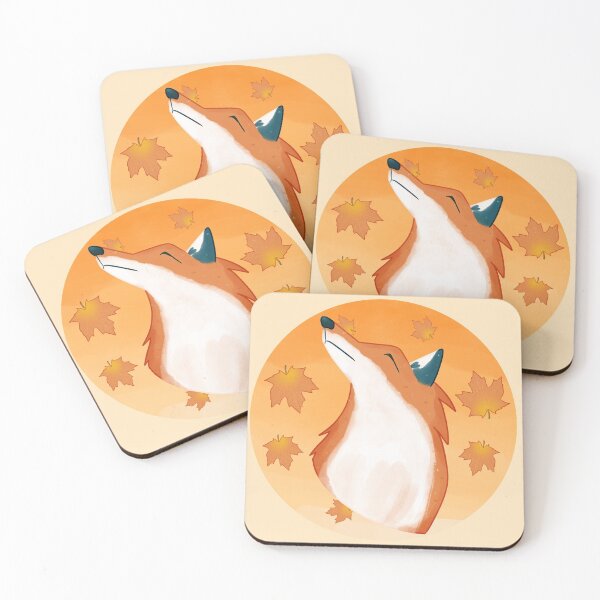 Item preview, Autumn fox and leaves portrait designed and sold by CoffeePandaArt.