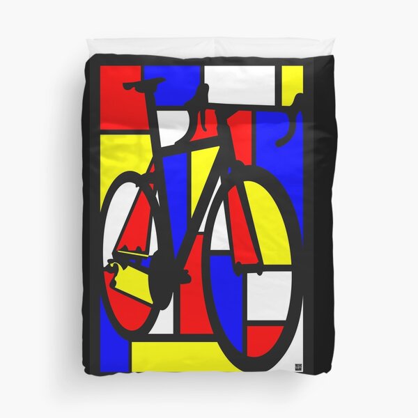 Mondrianesque Road Bike Duvet Cover