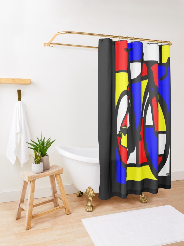 Alternate view of Mondrianesque Road Bike Shower Curtain