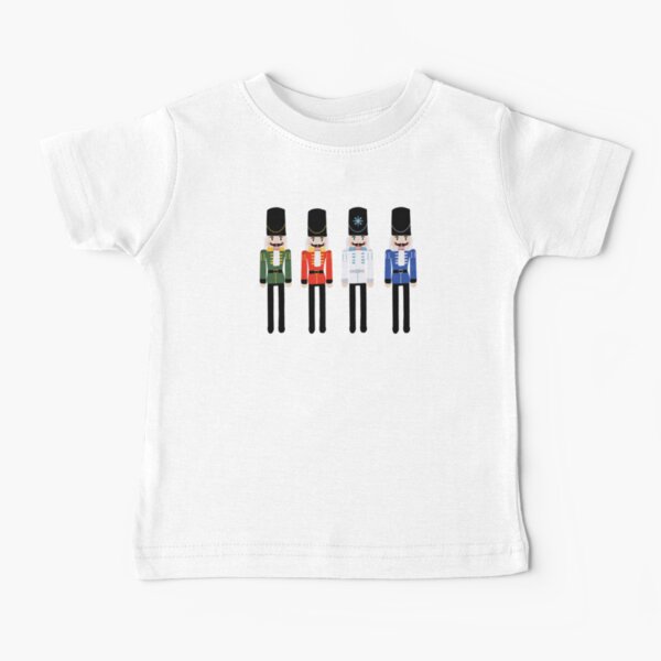 Christmas Nutcracker Soldiers Winter Pattern in Green Baby T-Shirt
