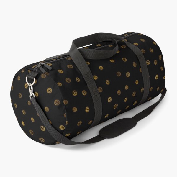 Hand Drawn Spiral Doodle | Gold Black Pattern Duffle Bag