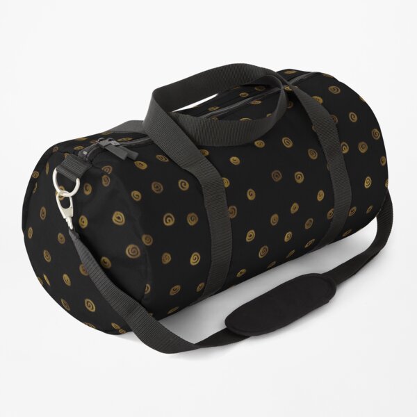 Hand Drawn Spiral Doodle | Gold Black Pattern Duffle Bag