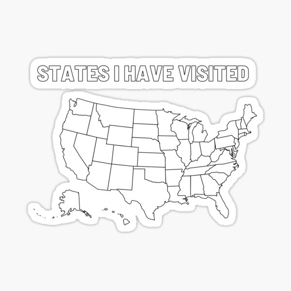 Color In Map Of States Visited States I Have Visited Color Me In Map" Sticker By Theadventurecon |  Redbubble