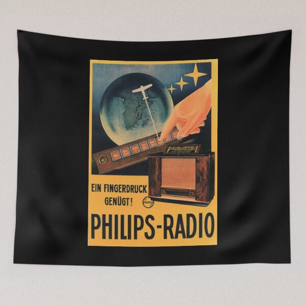 Item preview, retro phillps radio ein fingerdruck genugt vintage reclame designed and sold by CorasPosters.