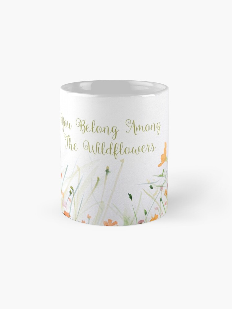 Alternate view of Watercolor Flower Painting with Mint Green Leaves Mug