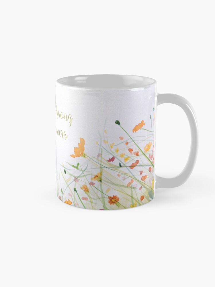 Alternate view of Watercolor Flower Painting with Mint Green Leaves Mug