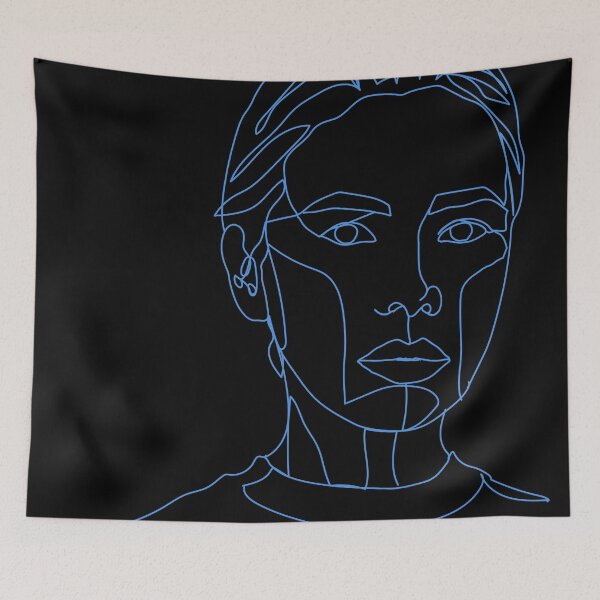 Item preview, Face Line Art - Blue line designed and sold by artago.