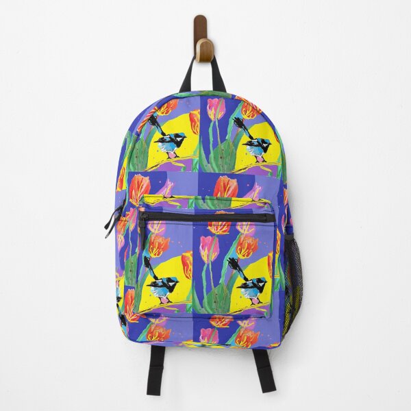 Item preview, Abstract Blue Wren and Tulips Painting - on Multicoloured designed and sold by Sarah  Rajkotwala.