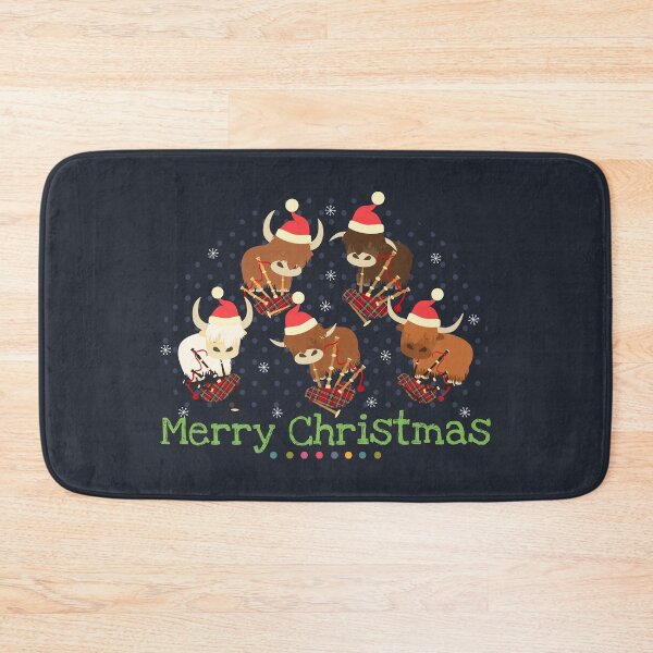Item preview, Christmas Santa Highland Cattle Bagpipes Artists - Pipe Band designed and sold by Lulupainting.