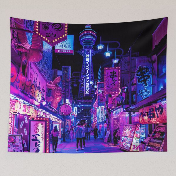 Item preview, Escenas de anime de la ciudad de Osaka designed and sold by Neondreamscapes.
