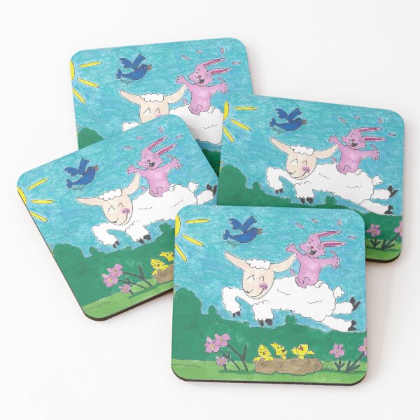 Item preview, Rabbit Riding a Jumping Lamb Over a Nest of Baby Birds, Lullaby designed and sold by AliCatOriginals.