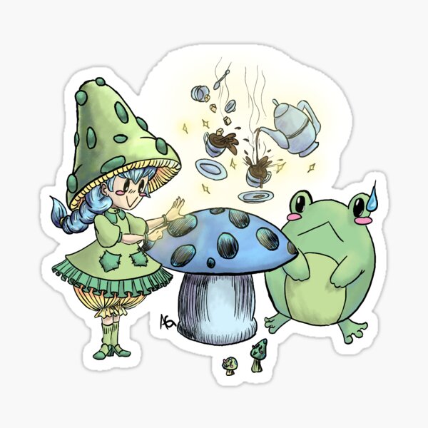 A Mushroom Tea Party Sticker