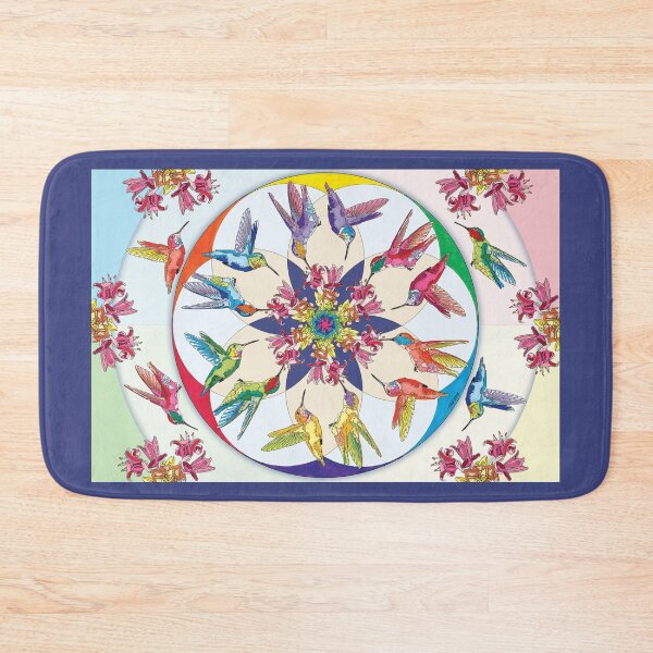 Item preview, Rainbow Mandala Rectangle for Home Art etc with Annas Hummingbird designed and sold by HummingbirdPics.