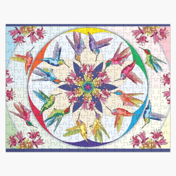 Artikel-Vorschau von Rainbow Mandala Rectangle für Home Art usw. mit Annas Hummingbird, designt und verkauft von HummingbirdPics.