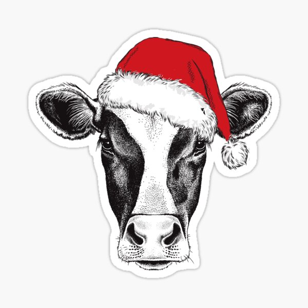 Funny Merry Christmas Cow Sticker