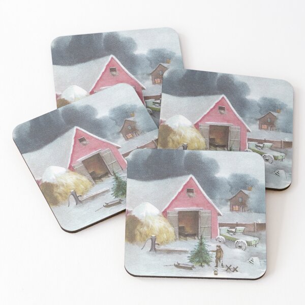 Item preview, Pink Barn and Pile of Hay Christmas Wishes designed and sold by fenneltea.