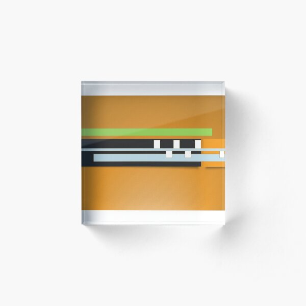 Mustard Black White Green Gray geometric Design Acrylic Block