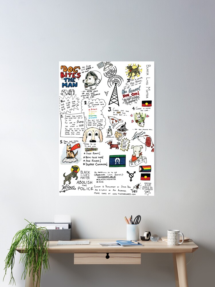 Thumbnail 1 of 3, Poster, Dog Bites The Man designed and sold by TInStarGames.