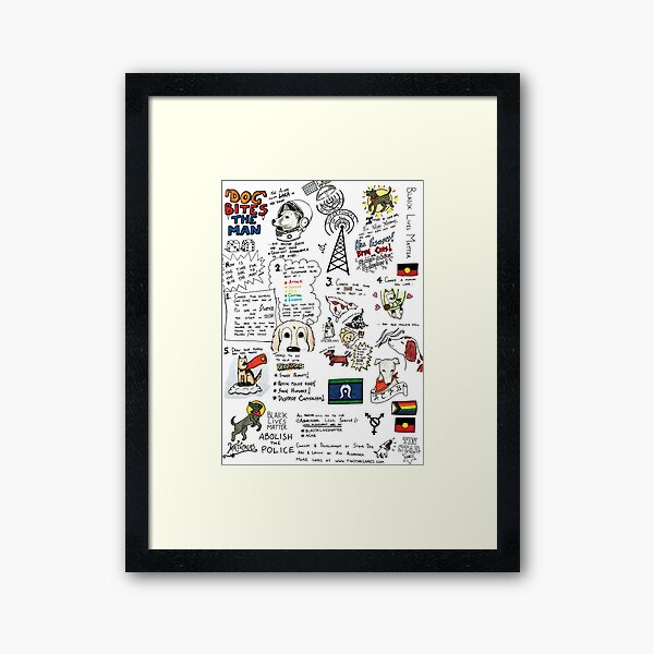 Dog Bites The Man Framed Art Print