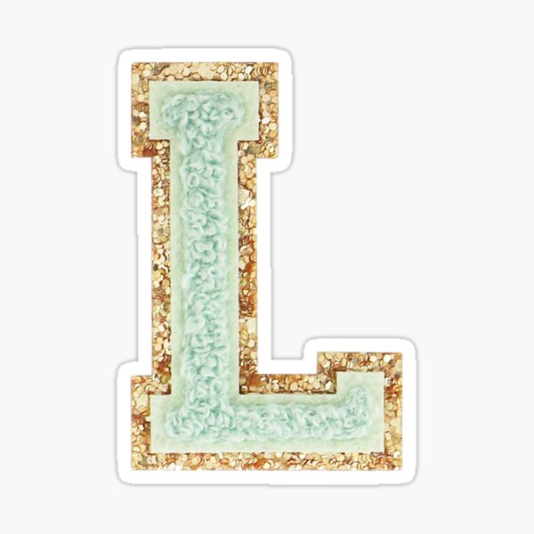 Mint Gold Glitter Varsity Letter Patch