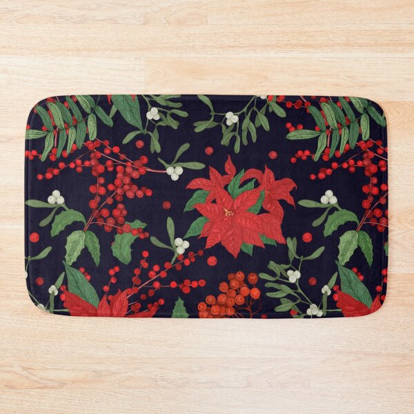 Item preview, Poinsettia Flowers and Holly Berries Holiday Print designed and sold by ewynter.