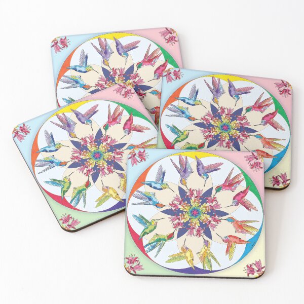 Item preview, Rainbow Mandala Rectangle for Home Art etc with Annas Hummingbird designed and sold by HummingbirdPics.